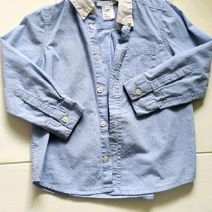 Jacadi 4y button down dress shirt white collar LT